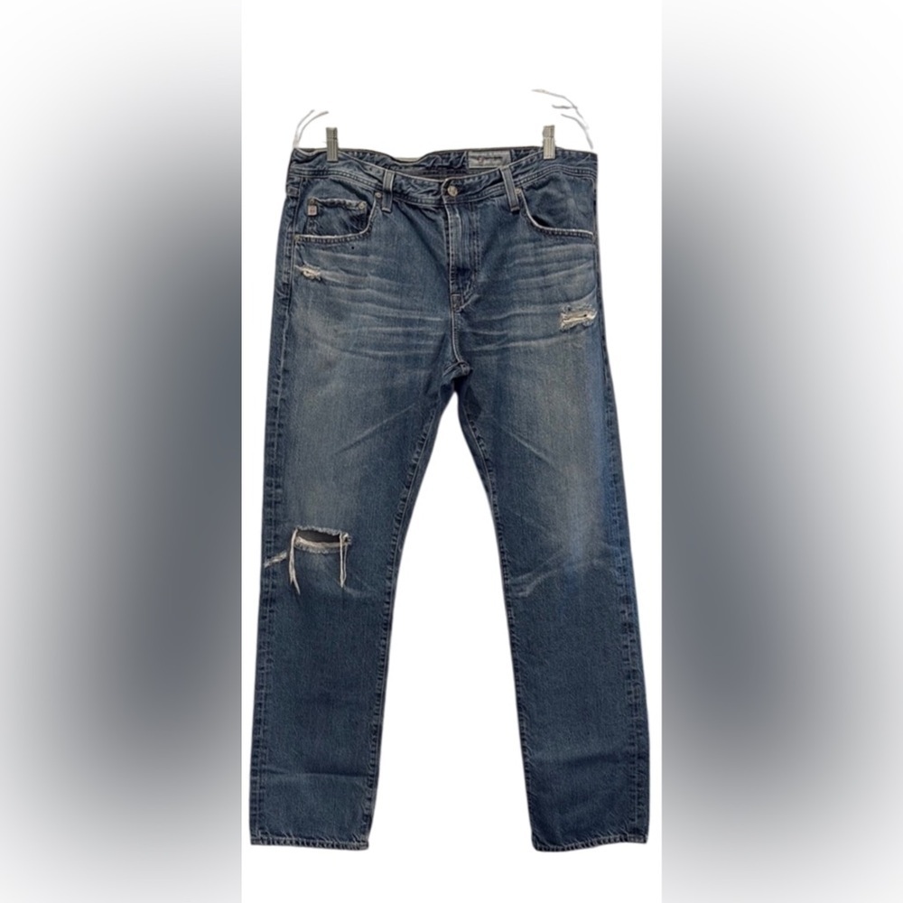 AG Matchbox Slim and straight Relaxed Blue Distressed Jeans
